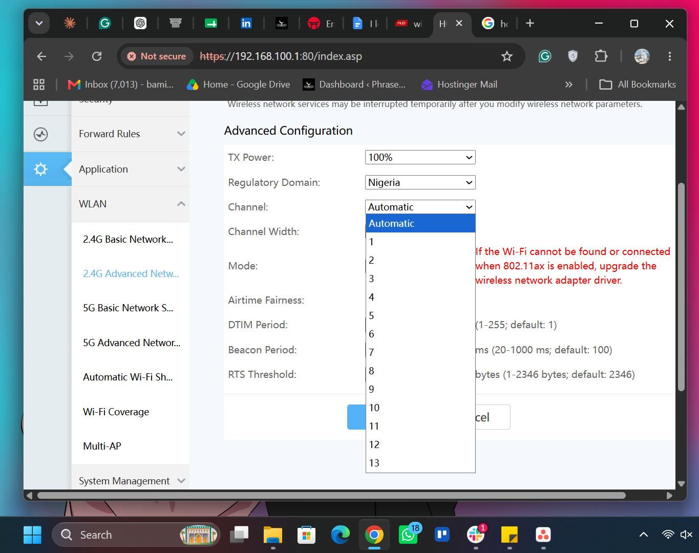 Changing Wi-Fi channel of a router