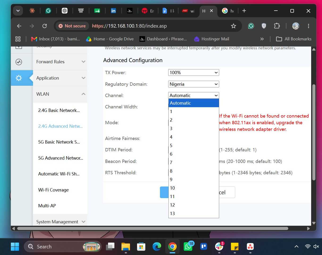 Changing Wi-Fi channel of a router
