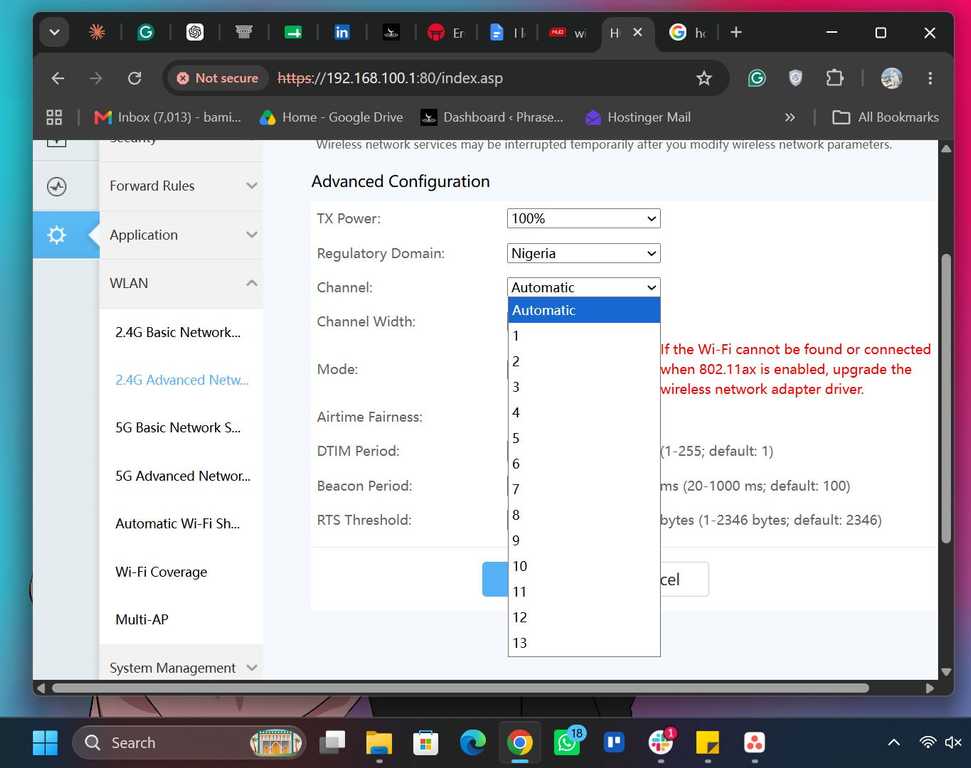 Changing Wi-Fi channel of a router