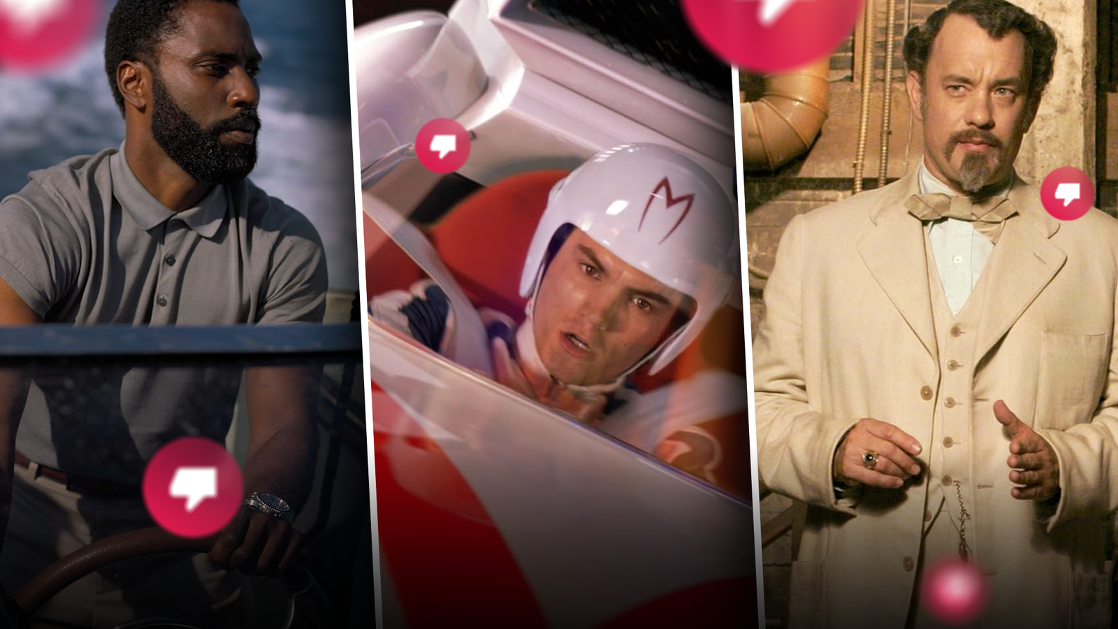 Characters from Tenet, Speed Racer, and The Ladykillers.