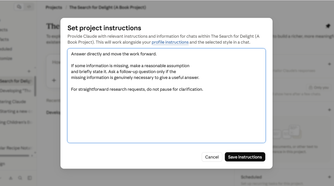 The assumption instruction added to a Claude Project's instructions.