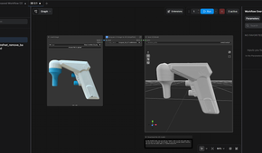 ComfyUI workflow converting a toy gun photo into a 3D model