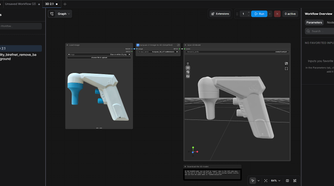 ComfyUI workflow converting a toy gun photo into a 3D model