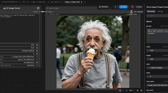 ComfyUI Z Image Turbo image of Albert Einstein eating ice cream in a park