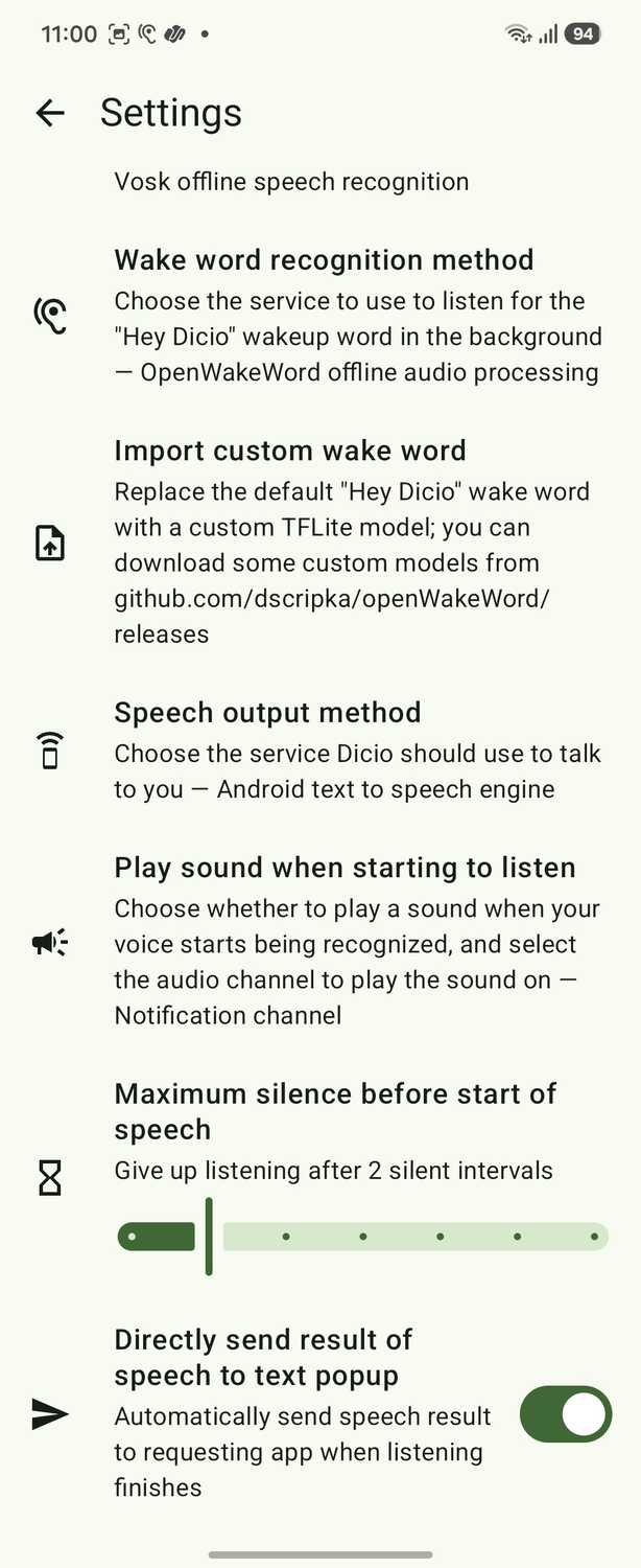 Dicio Voice Assistant Settings Wake Word Recognition Offline Speech-1