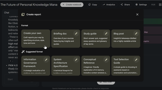 A finished custom report combining multiple chained templates in Gemini Notebook.