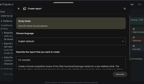 Selecting the Create Your Own custom report option in Gemini Notebook's Studio panel.