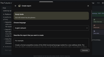 Selecting the Create Your Own custom report option in Gemini Notebook's Studio panel.