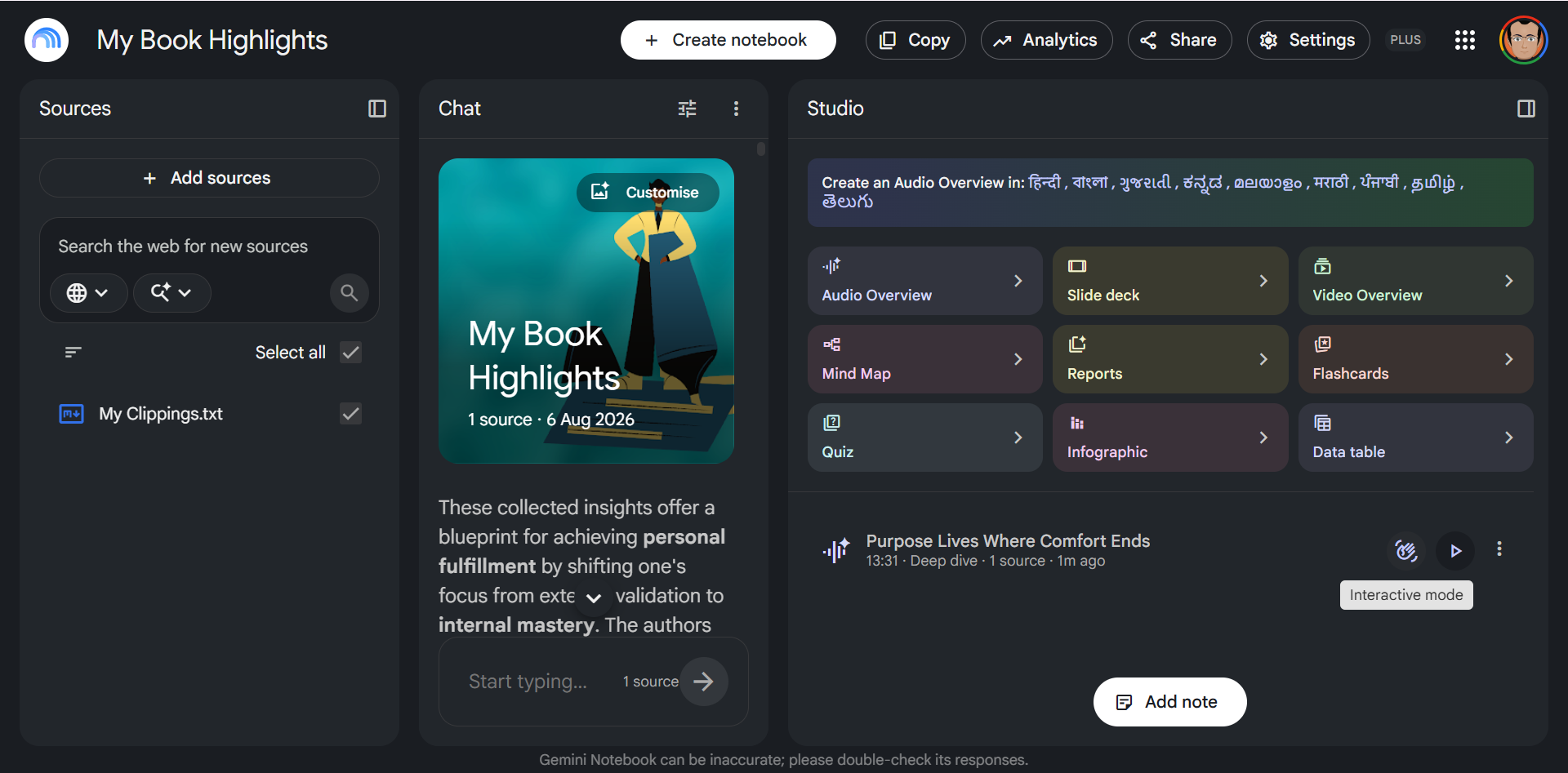 Joining an Interactive mode conversation with Gemini Notebook's AI hosts.