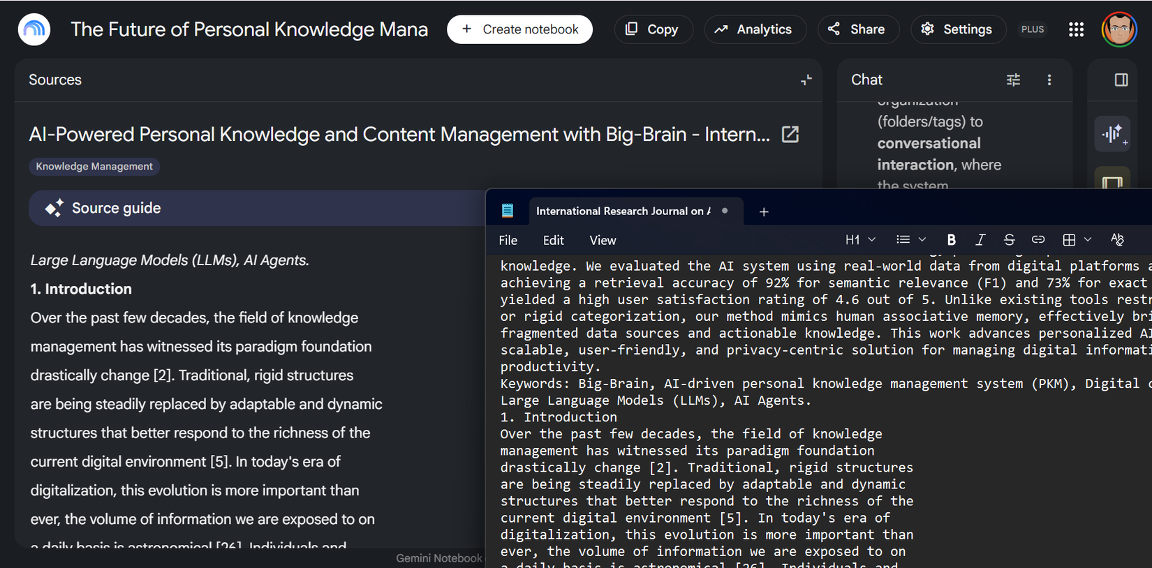 Viewing the raw extracted text preview of a source in Gemini Notebook before generating a study guide.