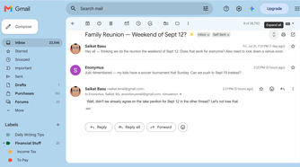 A Gmail threaded conversation.