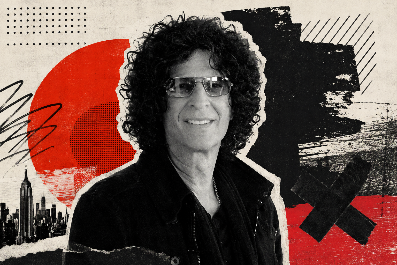 Howard Stern Black and White with Abstract background