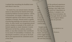 Kindle app page mid-turn showing the animated page flip effect.