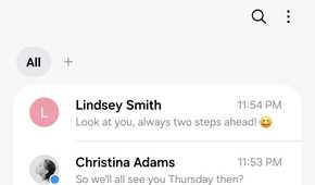 Messages inbox showing recent conversations