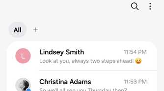Messages inbox showing recent conversations