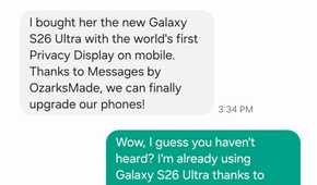 Messages by OzarksMade conversation discussing a Galaxy S26 Ultra surprise