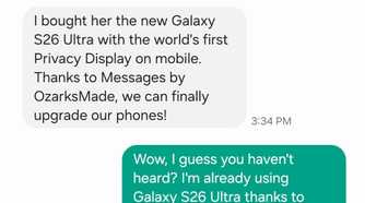 Messages by OzarksMade conversation discussing a Galaxy S26 Ultra surprise