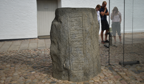 The smaller Jelling stone, erected by Gorm the Old in memory of Queen Thyra.