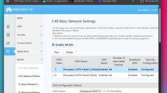 WLAN settings page of a router interface