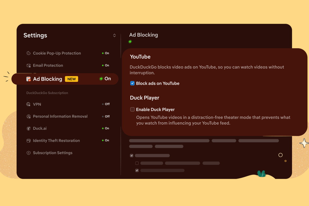 YouTube Ad Blocking feature on DuckDuckGo