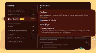 YouTube Ad Blocking feature on DuckDuckGo