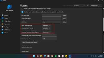 Changing file index to Everything in Flow Launcher Setting