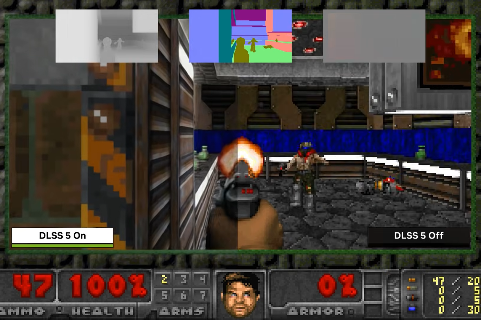 Сравнение графики в DOOM с активным модом DLSS Swapper