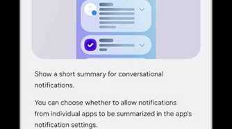 Summarize notifications settings screen toggled on
