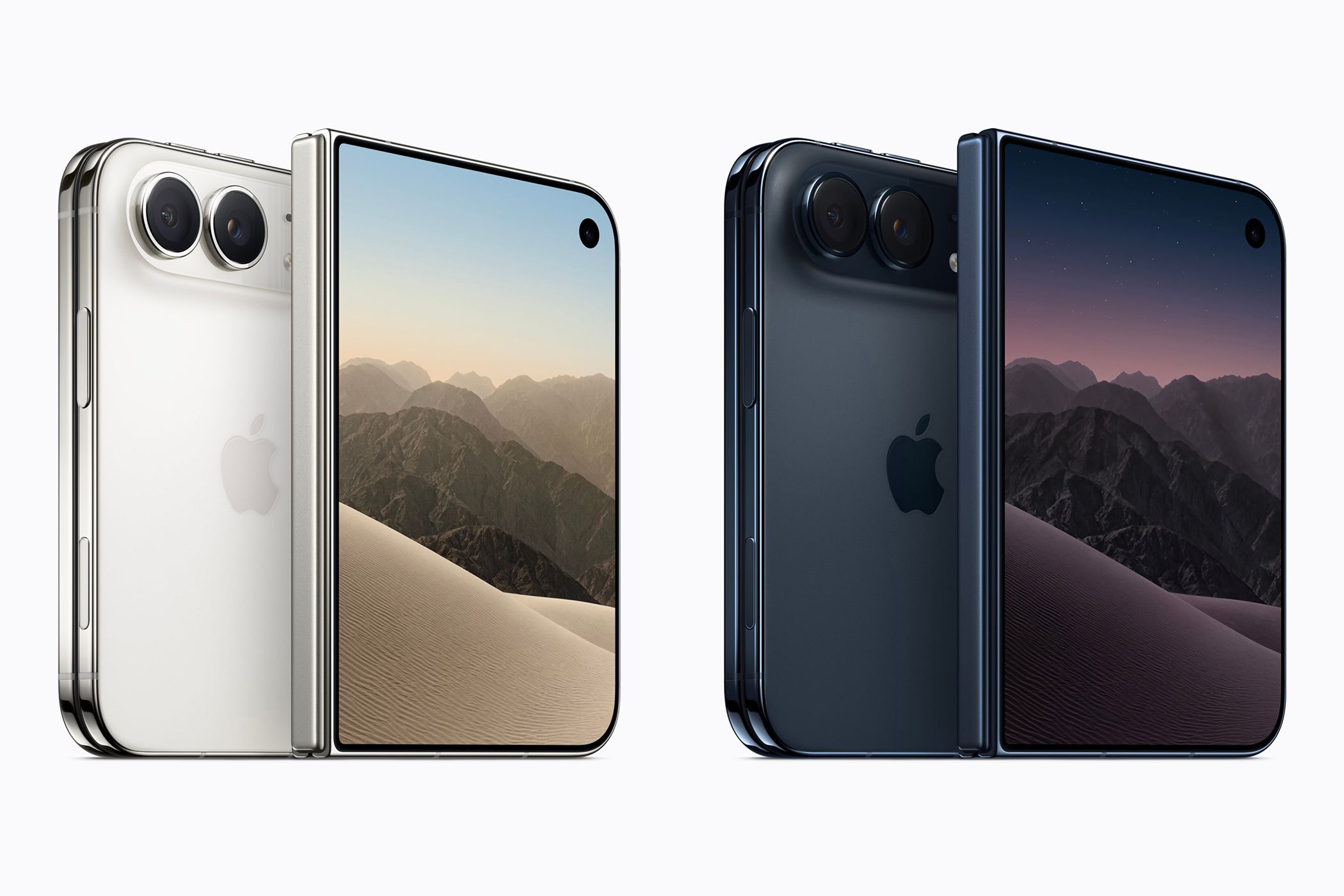 The iPhone Duo in two colours side by side closed showing front and back.