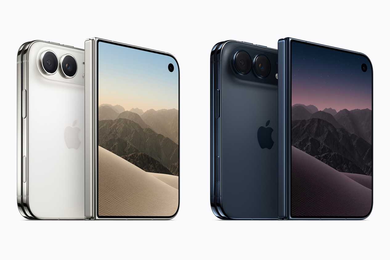 The iPhone Duo in two colours side by side closed showing front and back.