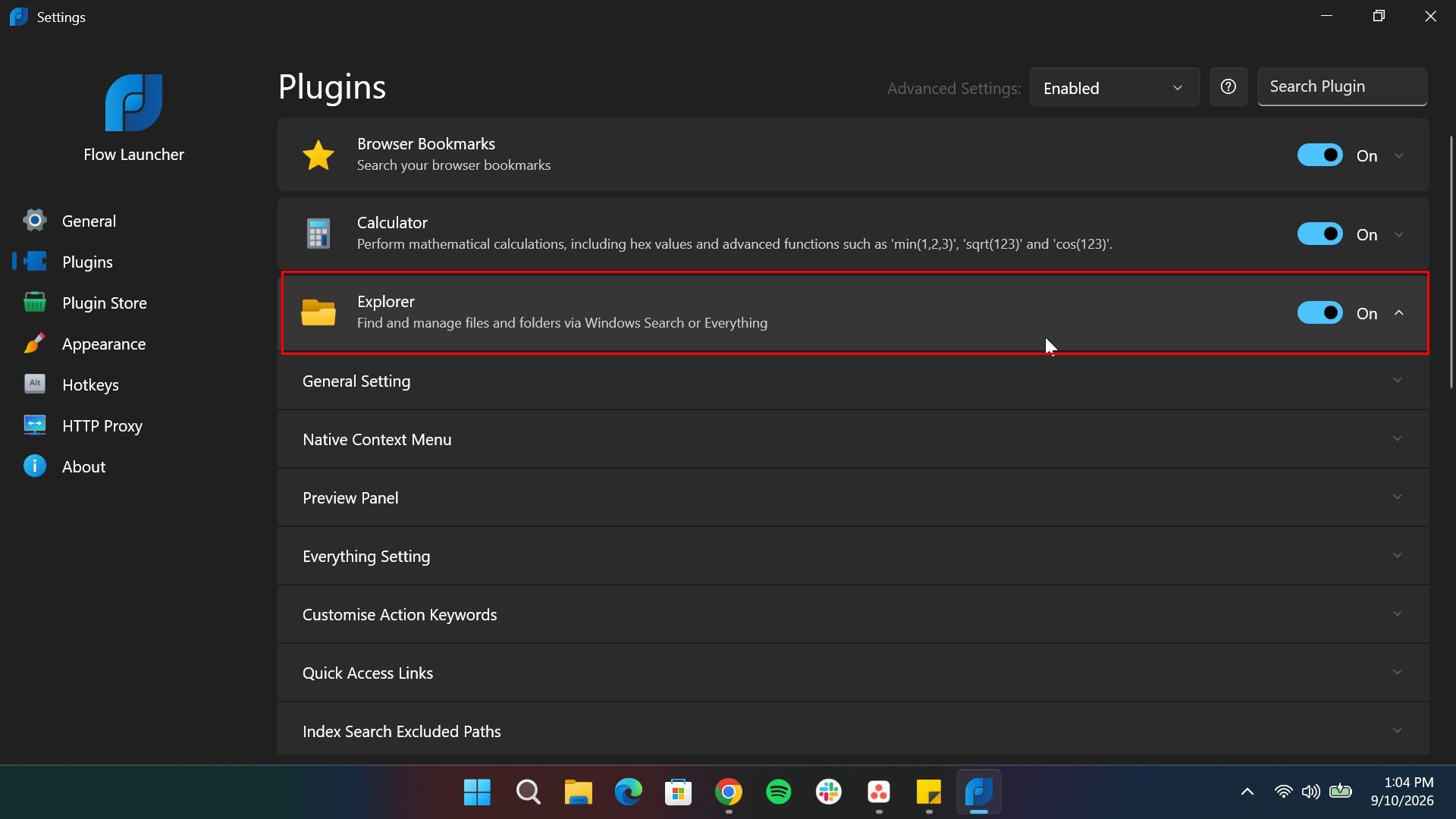Plugin section in Flow Launcher Settting