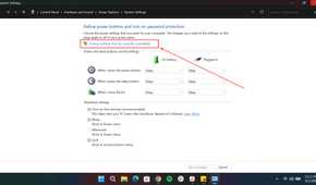 Power options settings in Windows control panel