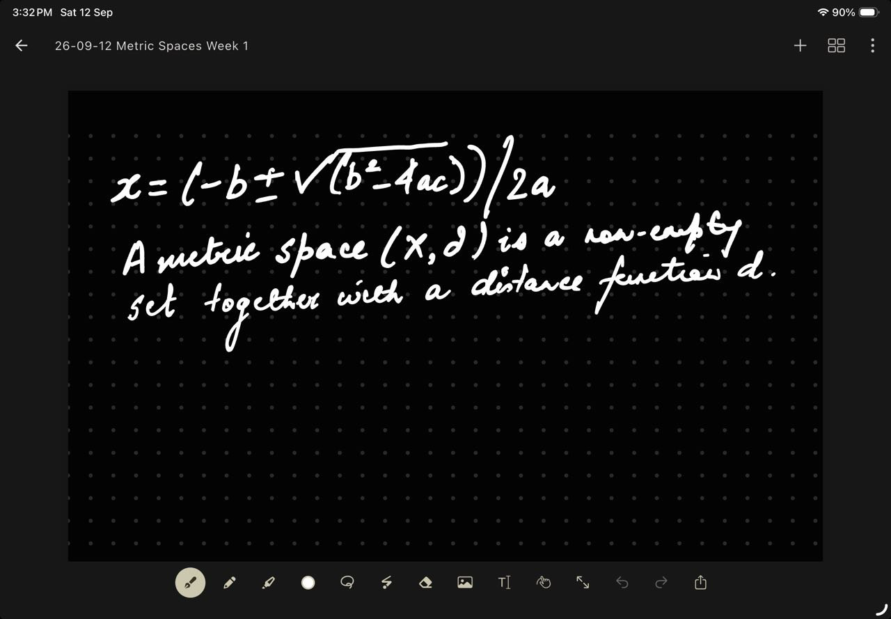 The same Saber note with dark mode inverting the page to black.