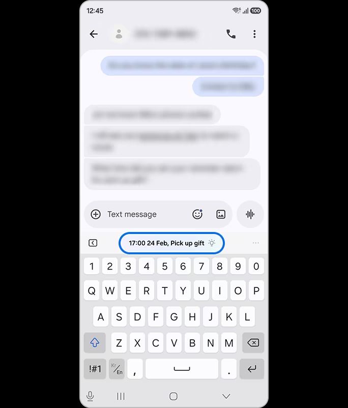 Интерфейс функции Now Nudge в панели инструментов клавиатуры Samsung