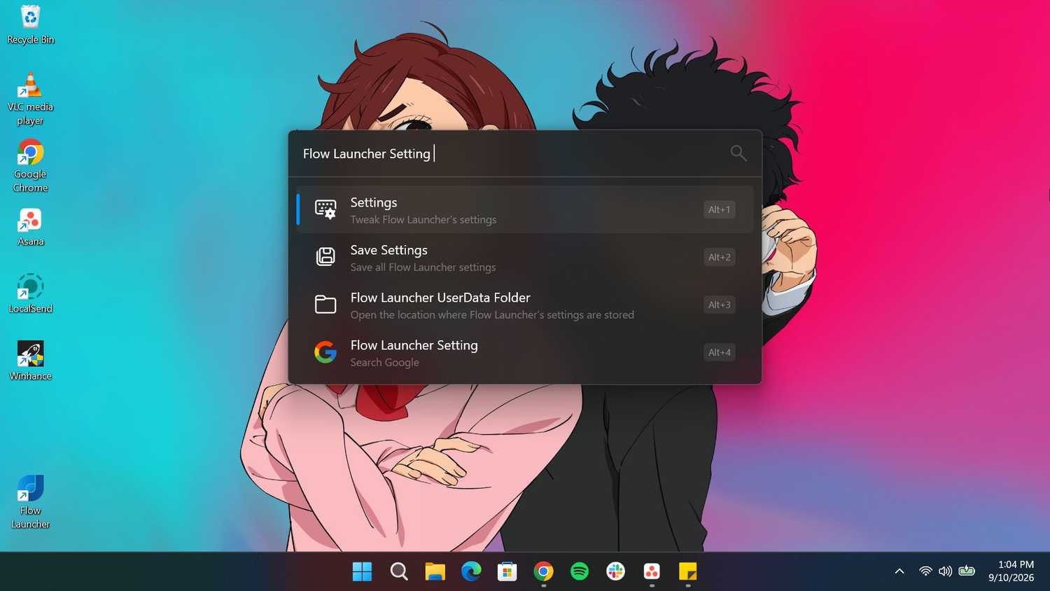 Searching for Flow Launcher Settings