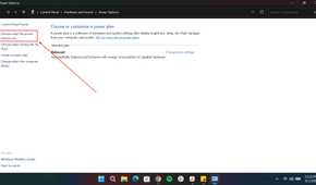 Selecting Choose what the power buttons do in Windows Control Panel