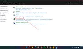 Selecting Power Options in Windows Control Panel