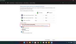 Turning off fast startup in Windows control panel
