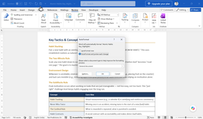 AutoFormat dialog box showing the option to review changes before applying them.