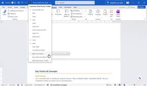 Opening the Customize Quick Access Toolbar menu in Word.