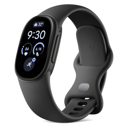 The Fitbit Edge in a transparent square render.