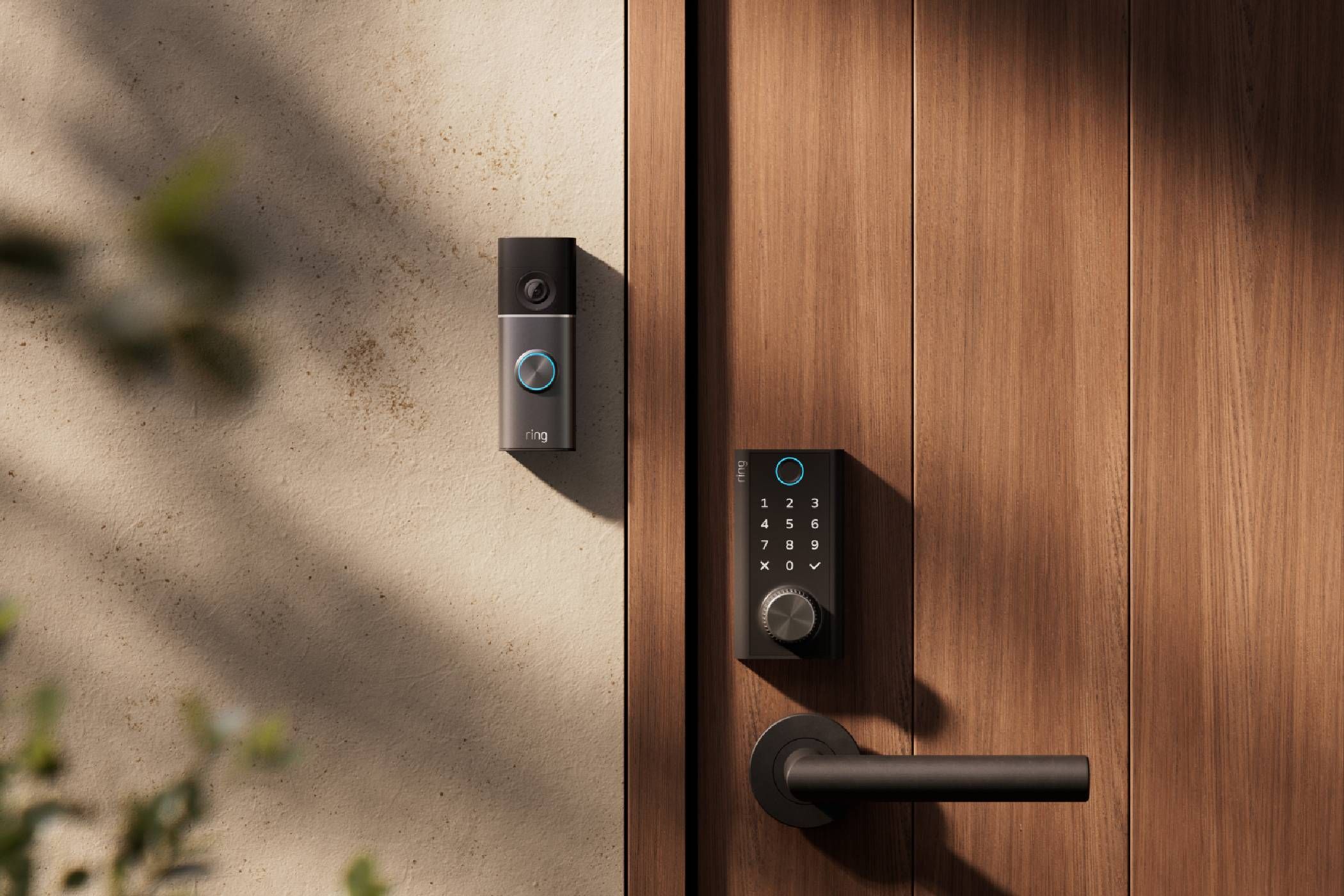 A Ring Video Doorbell and a Ring Smart Lock 