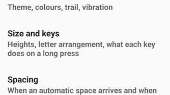 kinetica keyboard main settings