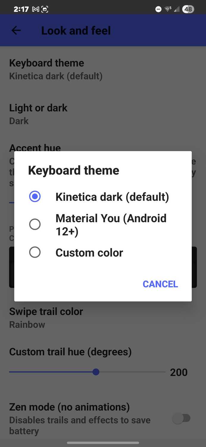 kinetica keyboard themes