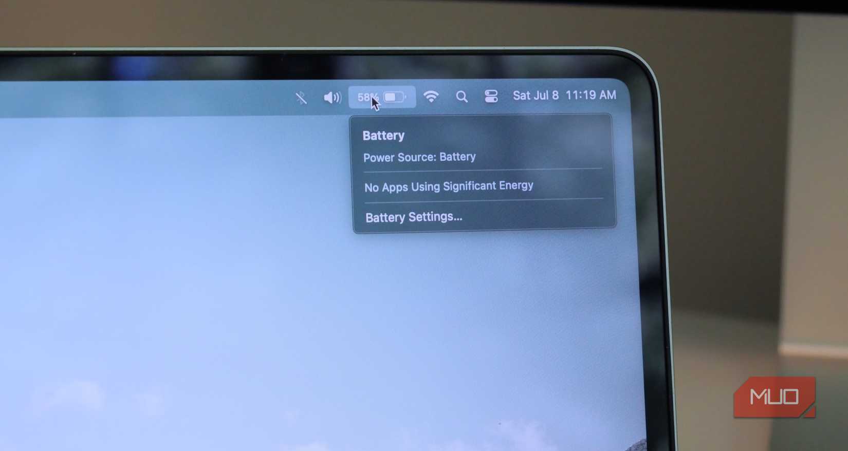 15-inch MacBook Air battery percentage