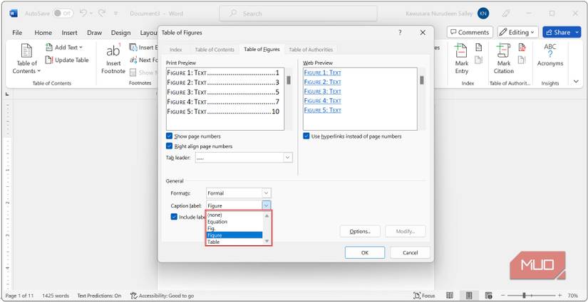How to Insert a List of Tables and Figures in Microsoft Word