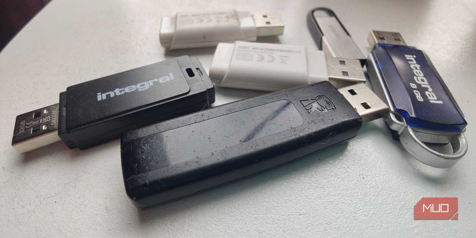 a selection of USB thumb drives.