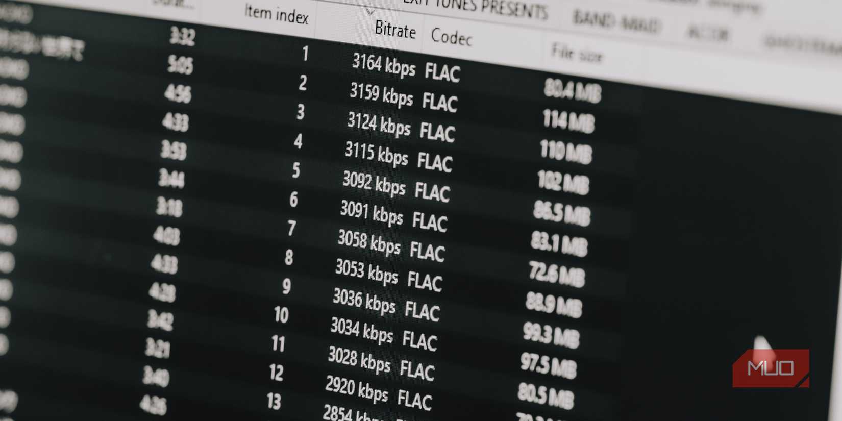 Closeup of FLAC bitrates