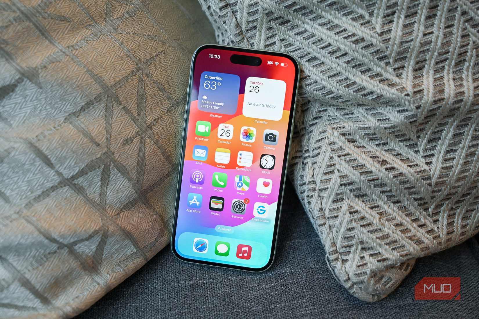 Home screen open on an iPhone 15