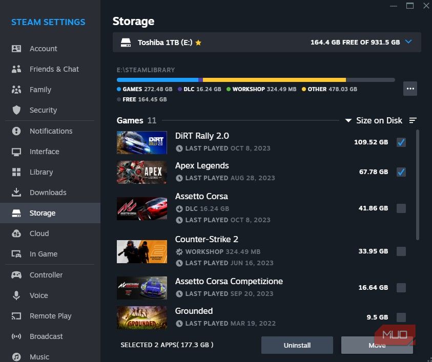 How To Use Steam S Storage Manager To Quickly Manage Your Games Moving Steam Games To Different Steam Library Folder 